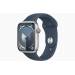 Apple Watch Series 9 GPS + Cellular 45mm Silver Aluminium Case with Storm Blue Sport Band - M/L 
