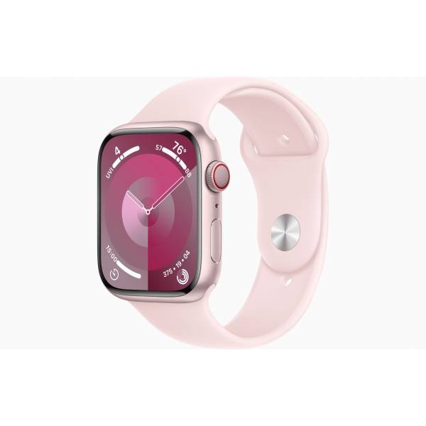 Apple Watch Series 9 GPS + Cellular 45mm Pink Aluminium Case with Light Pink Sport Band - M/L 