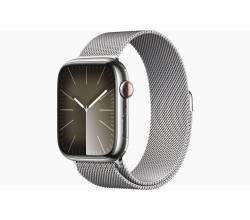 Apple Watch Series 9 GPS + Cellular 45mm Silver Stainless Steel Case with Silver Milanese Loop Apple