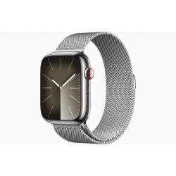 Apple Watch Series 9 GPS + Cellular 45mm Silver Stainless Steel Case with Silver Milanese Loop 