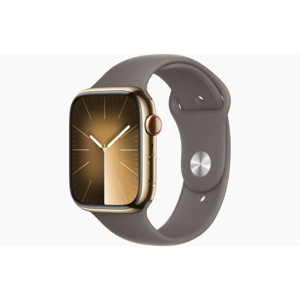 Apple Apple Watch Series 9 GPS + Cellular 45mm Gold Stainless Steel Case with Clay Sport Band - S/M