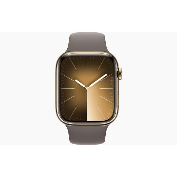 Apple Apple Watch Series 9 GPS + Cellular 45mm Gold Stainless Steel Case with Clay Sport Band - S/M