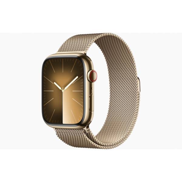 Apple Watch Series 9 GPS + Cellular 45mm Gold Stainless Steel Case with Gold Milanese Loop 