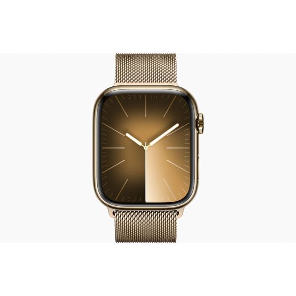 Apple Watch Series 9 GPS + Cellular 45mm Gold Stainless Steel Case with Gold Milanese Loop 