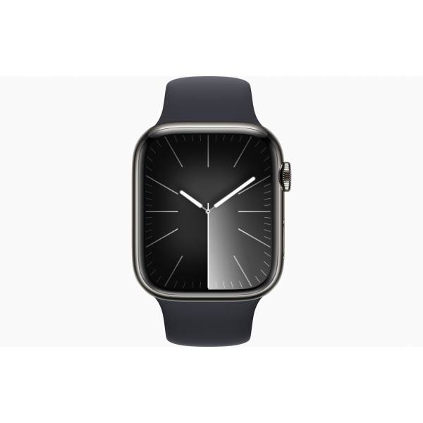 Apple Watch Series 9 GPS + Cellular 45mm Graphite Stainless Steel Case with Midnight Sport Band - M/L 