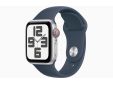 Apple Watch SE GPS + Cellular 40mm Silver Aluminium Case with Storm Blue Sport Band - S/M
