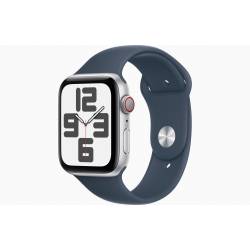 Apple Watch SE GPS + Cellular 44mm Silver Aluminium Case with Storm Blue Sport Band - M/L 