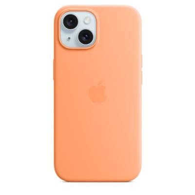 Siliconenhoesje met MagSafe voor iPhone 15 - Frisoranje Apple