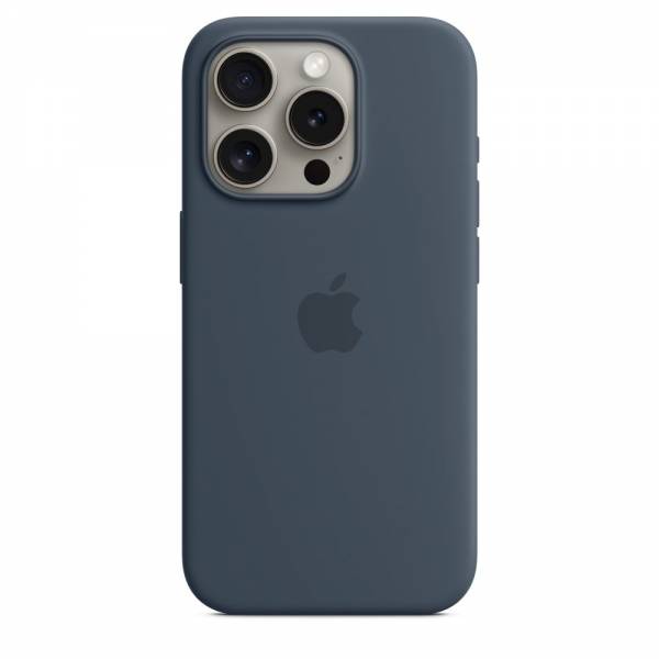 Siliconenhoesje met MagSafe voor iPhone 15 Pro - Stormblauw 