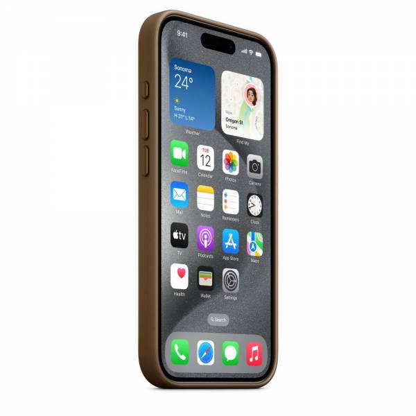 Apple FineWoven hoesje met MagSafe voor iPhone 15 Pro - Taupe