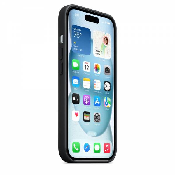Apple FineWoven hoesje met MagSafe voor iPhone 15 - Zwart