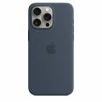 Coque en silicone avec MagSafe pour iPhone 15 Pro Max - Bleu Orage 