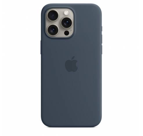 Coque en silicone avec MagSafe pour iPhone 15 Pro Max - Bleu Orage  Apple
