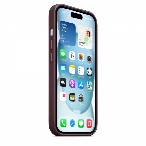 FineWoven hoesje met MagSafe voor iPhone 15 - Moerbei 
