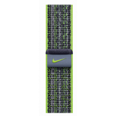 Bracelet de sport tissé de Nike Vert vif/bleu (45 mm) Apple