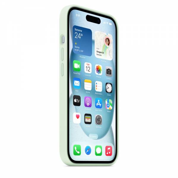 Siliconenhoesje met MagSafe voor iPhone 15 - Zacht mintgroen 