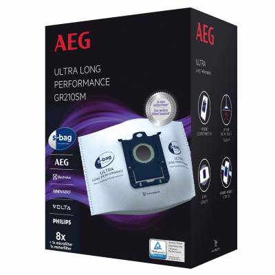 GR210SM s-bag® Ultra Long Performance - 8 stofzuigerzakken en filters AEG