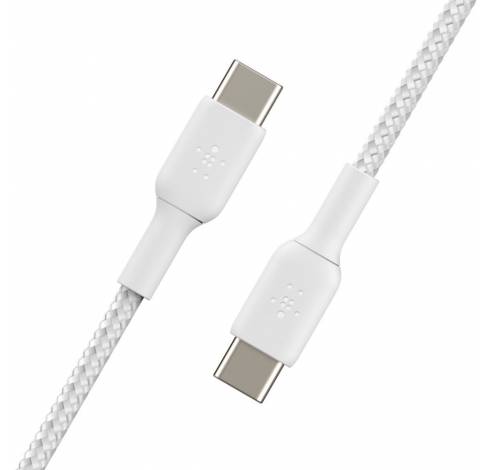 BOOSTCHARGE gevlochten USB-C/USB-C-kabel (1 m, wit)  Belkin