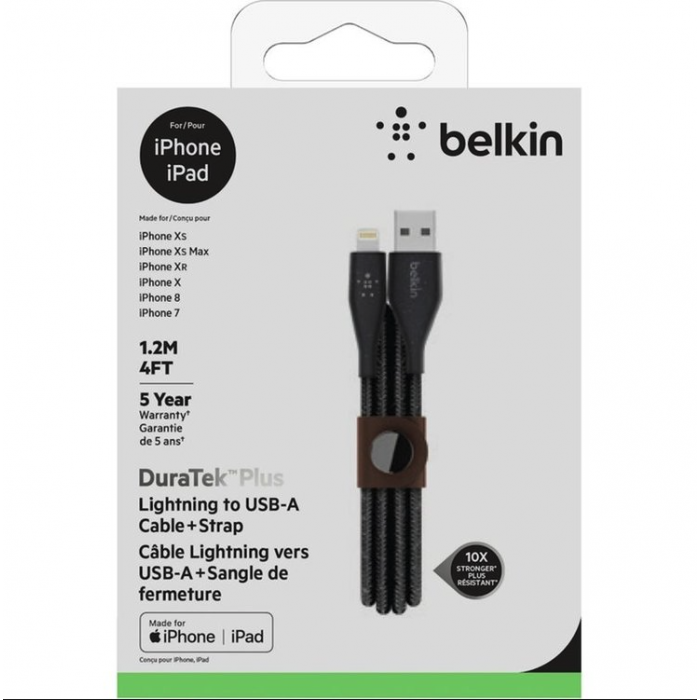 Slepen dozijn Veronderstellen DuraTek Plus oplaadkabel USB-A Lightning 1m zwart