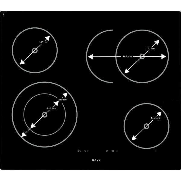 1102 Vitrokeramische kookplaat 59 cm 4 zones Novy
