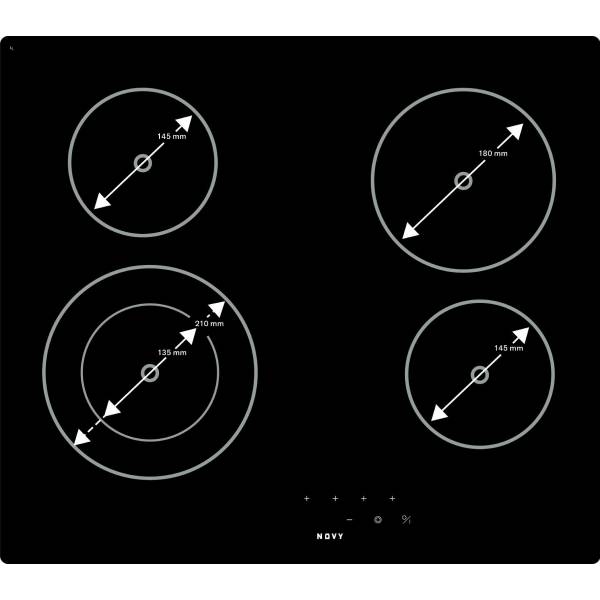 1109 Table de cuisson vitrocéramique BASIC 59 cm, 4 zones 