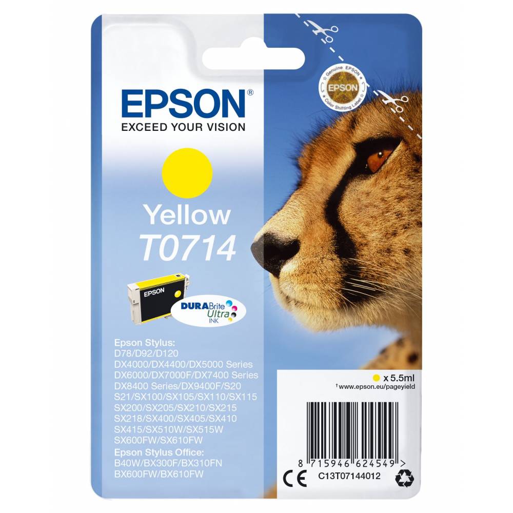 Epson Inktpatronen Singlepack Yellow T0714 DURABrite Ultra Ink
