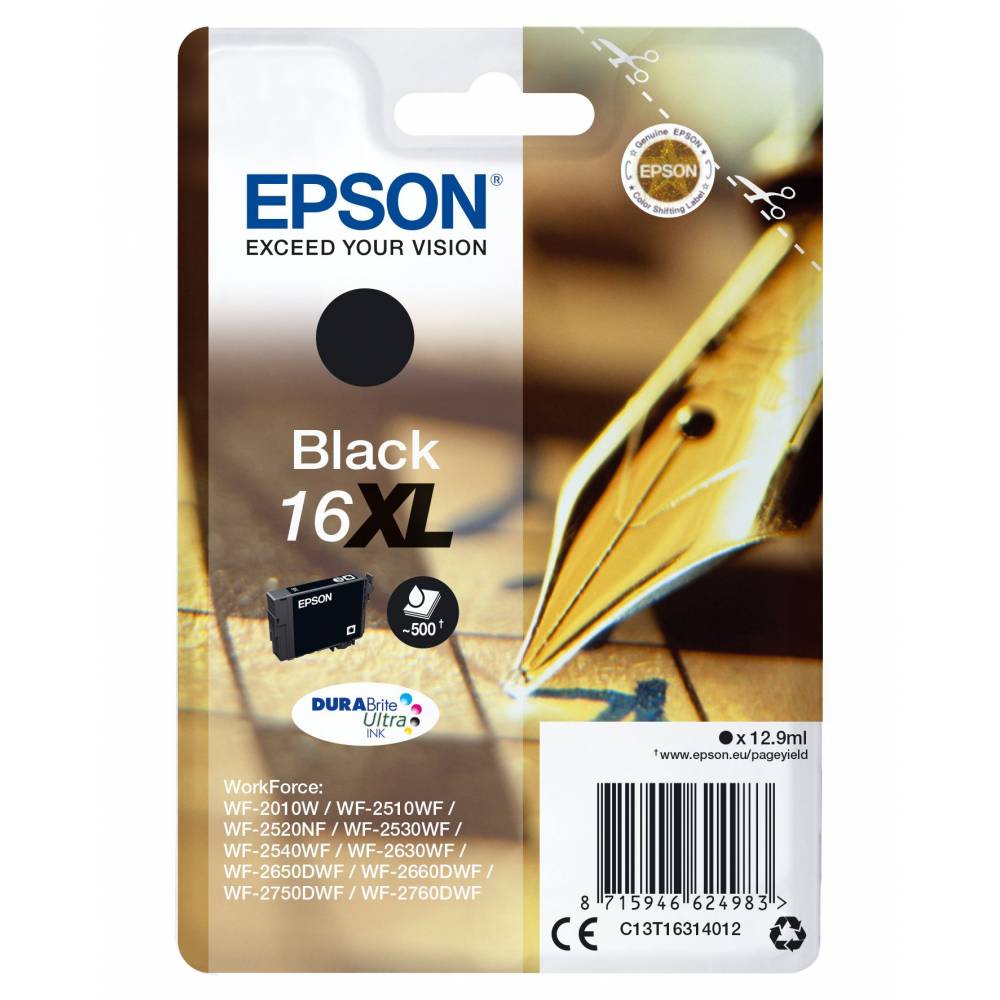 Epson Inktpatronen Singlepack Black 16XL DURABrite Ultra Ink