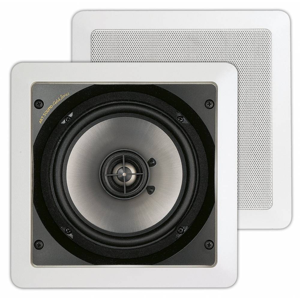 ArtSound Luidspreker DC800 gold 2-weg luxe inbouw LS vierkant 120W wit (2pc)