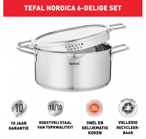 H852S325 SET 3PCES IND NORDICA SS BRUSH TEFAL  Tefal