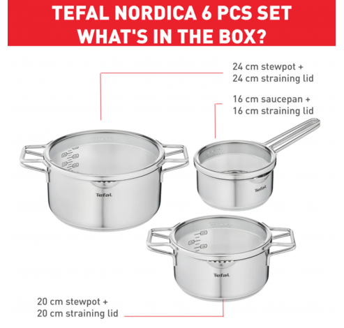 H852S325 SET 3PCES IND NORDICA SS BRUSH TEFAL  Tefal