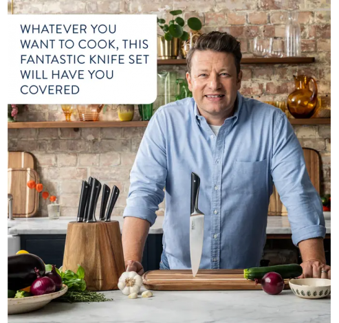 K267S656 Jamie Oliver by Tefal 6 keukenmessen + messenblok  Tefal