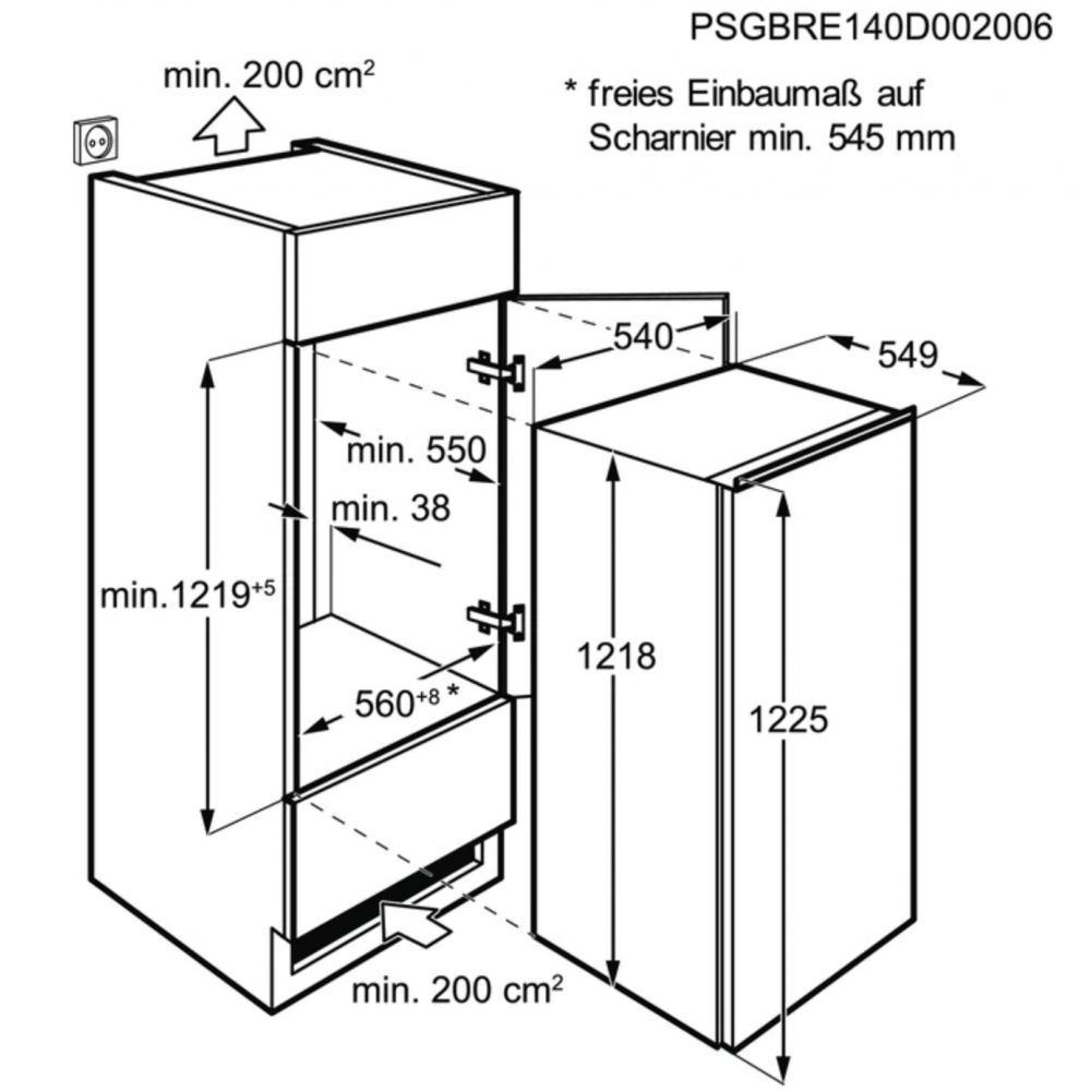 Réfrigérateur Electrolux encastrable LRB3AF12S 122cm