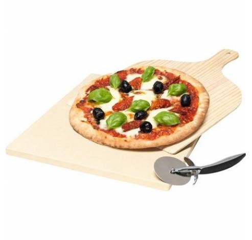 Pizzasteenset (1 steen, 1 houten schep, 1 rolmes) 38x33x1,5cm  Electrolux