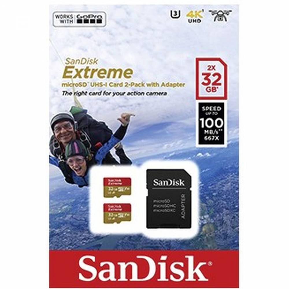 Sandisk Geheugenkaart MicroSDHC Extreme 32GB 100MB / 60MB.V30.A1 2p AC