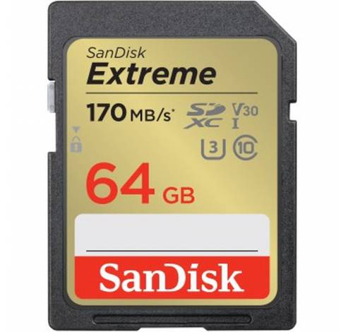 Extreme 64B SDHC Memory Card 170MB/s 10  Sandisk