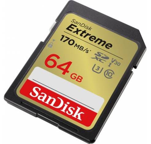 Extreme 64B SDHC Memory Card 170MB/s 10  Sandisk