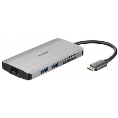 8-in-1 USB-C Hub met HDMI/Ethernet/Kaartlezer/Stroomvoorziening DUB-M810 