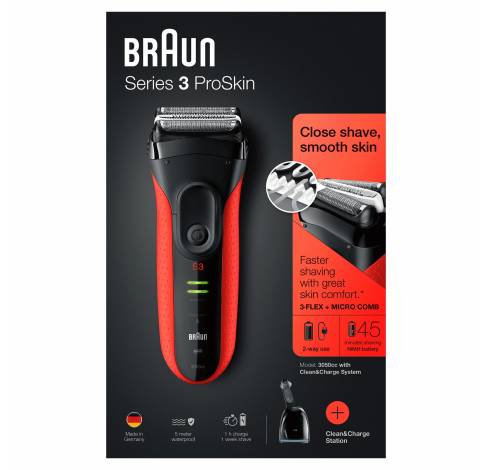 Series 3 ProSkin 3050cc Clean&Charge Red  Braun