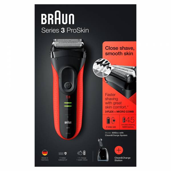 Series 3 ProSkin 3050cc Clean&Charge Red Braun Series 3 ProSkin 3050cc Clean&Charge Red Braun