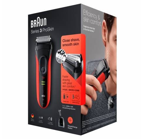 Series 3 ProSkin 3050cc Clean&Charge Red  Braun