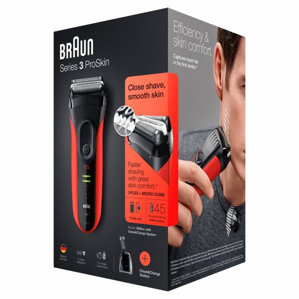 Series 3 ProSkin 3050cc Clean&Charge Red Braun Series 3 ProSkin 3050cc Clean&Charge Red Braun
