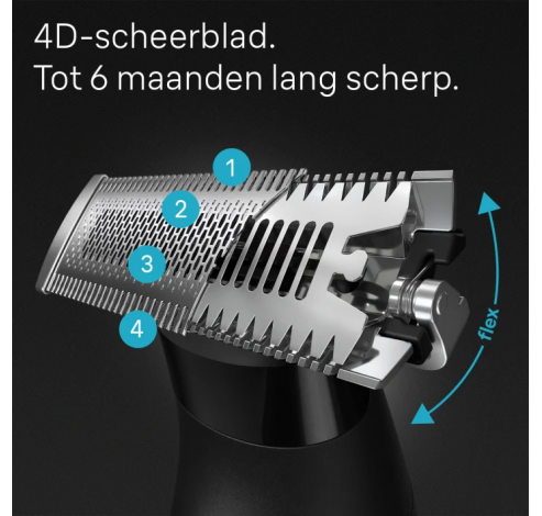 XT5200 hybride trimmer gezicht en lichaam met flexibel 4D-scheerblad waterbestendig, 6 kammen  Braun