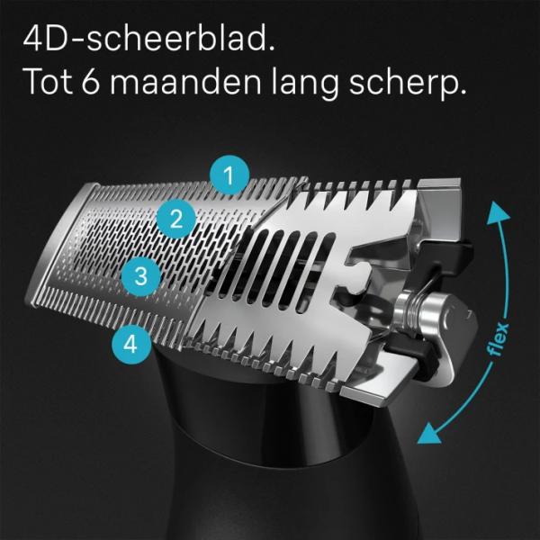 XT5200 hybride trimmer gezicht en lichaam met flexibel 4D-scheerblad waterbestendig, 6 kammen Braun