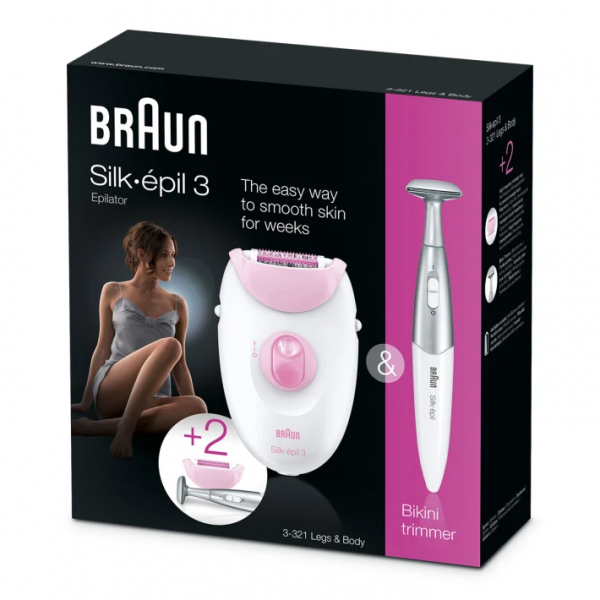 Braun Silk-épil 3 3-321 epilator met 2 extra's incl. Silk-épil bikinitrimmer.