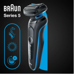 Braun Series 5 51-B1000s Wet & Dry scheerapparaat, blauw.