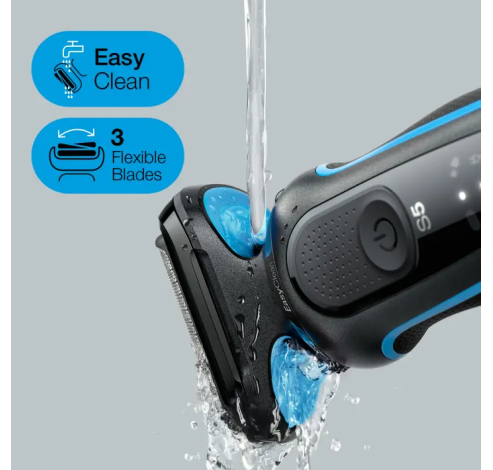 Series 5 51-B1200s Wet & Dry scheerapparaat met 1 opzetstuk, blauw.  Braun