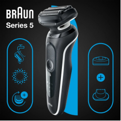 Braun Series 5 51-W4200cs Wet & Dry scheerapparaat met oplaadstandaard en 1 opzetstuk, wit.
