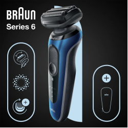 Series 6 61-B1000s Wet & Dry scheerapparaat met reisetui, blauw. Braun