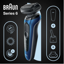 Braun Series 6 61-B7200cc Wet & Dry scheerapparaat met SmartCare Center en 1 opzetstuk, blauw.