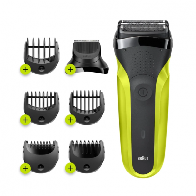 Series 3 Shave&Style 300BT scheerapparaat met precisiebaardtrimmer en 5 kammen, voltgroen. Braun